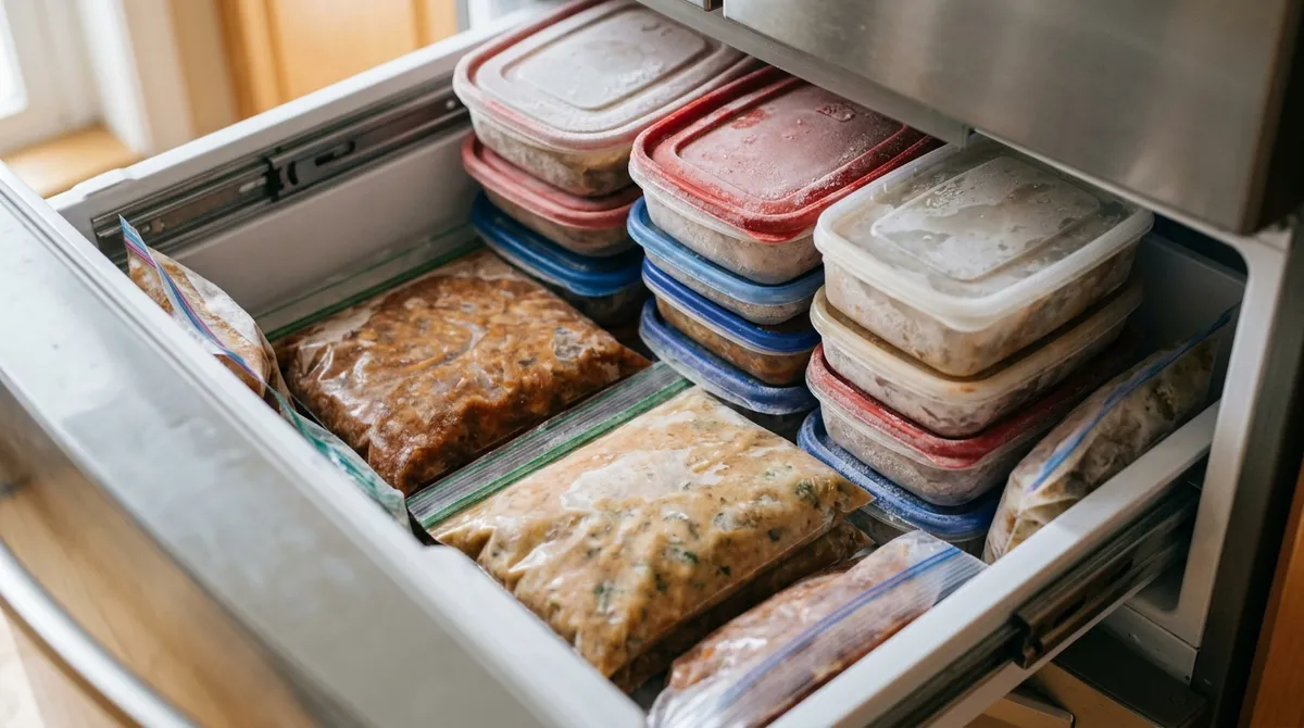 Freezing early, in single-meal portions, avoids thawing and reheating more than once